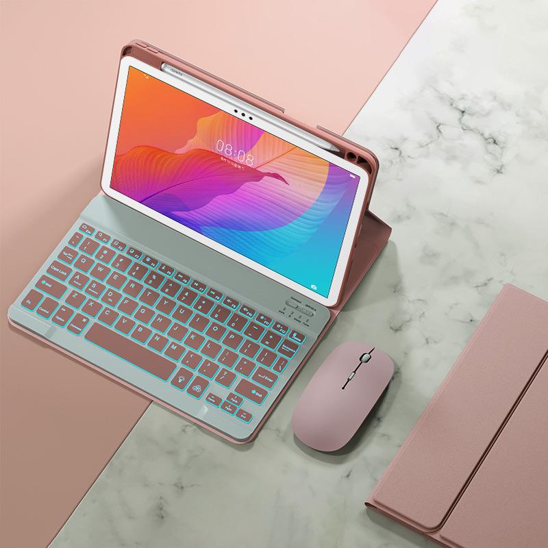 Compatible with Xiaomi 7 Tablet: Touch Backlit Bluetooth Keyboard with Fabric Texture, Pen Slot, and Leather Case for Xiaomi 6/5 Pro.