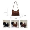 Retro Frosted Suede Tassel One Shoulder Bag Women Autumn Winter Vintage Rivet Zipper Large Capacity All-Match Crossbody Bags