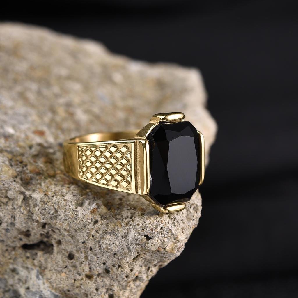 R3351g Men's High Quality Vintage Stainless Steel Zircon Styles Ring Jewelry