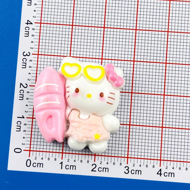 Cartoon DIY Resin Swim Ring Kitten Cream Hair Clip Keychain Pendant for Phone Case & Luggage
