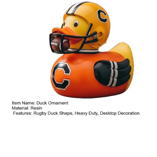 Rugby Football Duck Figurine Cartoon Duck Statue Animal Sculpture Home