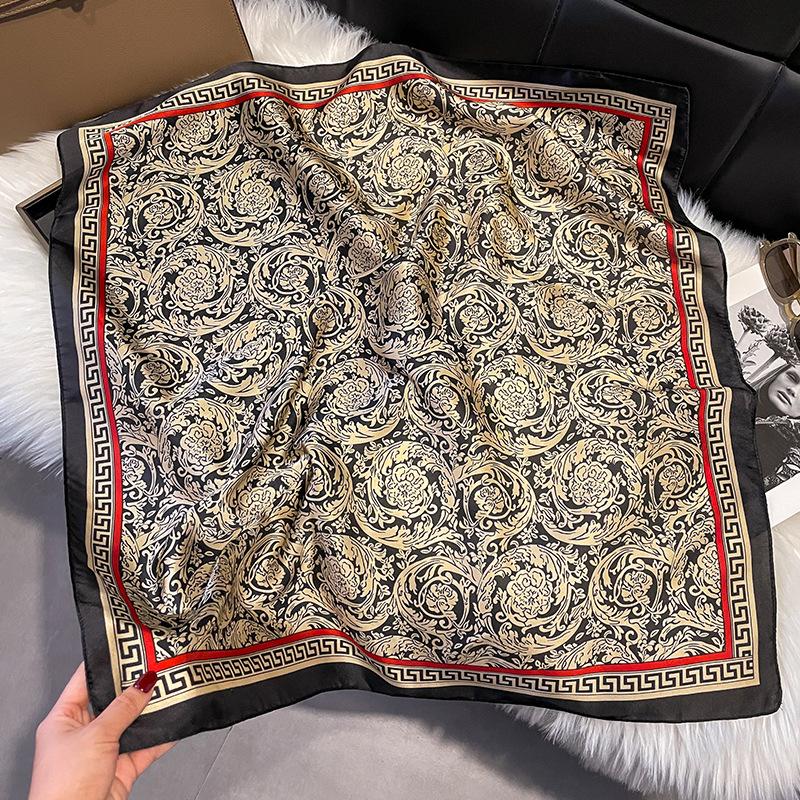 Luxury Fashion Print 70*70cm Silk Square Scarf Women Soft Satin Hairband Neckerchief Tie Female Headband Foulard Bag Ribbon