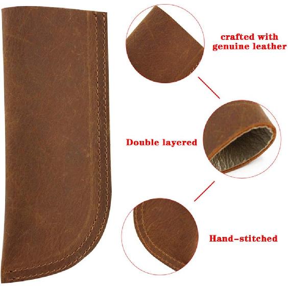 Handmade Leather Cast Iron Pot Handle Cover, Assist Pan Holder, Double Layered Heat Resistant Potholder for Cast Iron Skillets
