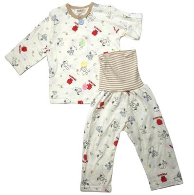 Takihyo Snoopy Baby Bauchwärmer Jersey Lang oder Kurz Größe Größe 80 Pyjamas, Öffnung, Inklusive, Aufrollbar, Baumwolle, Ärmel, Beige, 25,