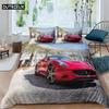 Luxury 3D Printed Sports Car Duvet Cover Set - 3Pcs For Adults & Boys Fits Double Queen & King Beds