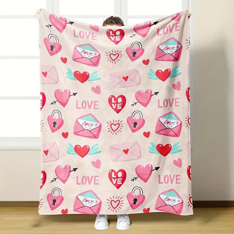 

Retro lettering love letter design Flannel printed blanket suitable for all seasons suitable for living room office sofa travel 75x90cm28x39in