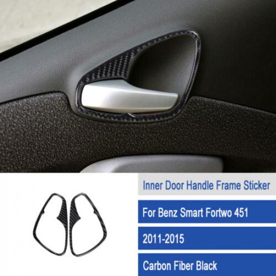 Carbon Fiber Car Interior Door Handle Frame Cover For Benz Smart Fortwo 2011-15