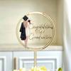 1pcs  Plugin Wooden Graduation Season Party Supplies Color Printed Acrylic Doctoral Gown Back Circular Cake Decoration