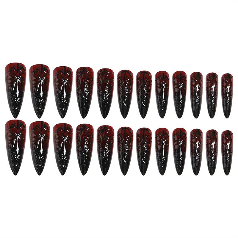 European and American Halloween Wearing Nail Long Pointed Type Sweet Cool Spice Girl Dark Fake Nails Removable Nail Wear Nail Piece