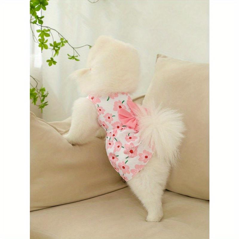 1pc Pink Bowknot Dress Spring/Summer Pet Clothes For Small Dogs And Cats Christmas For Holiday Gift Giving