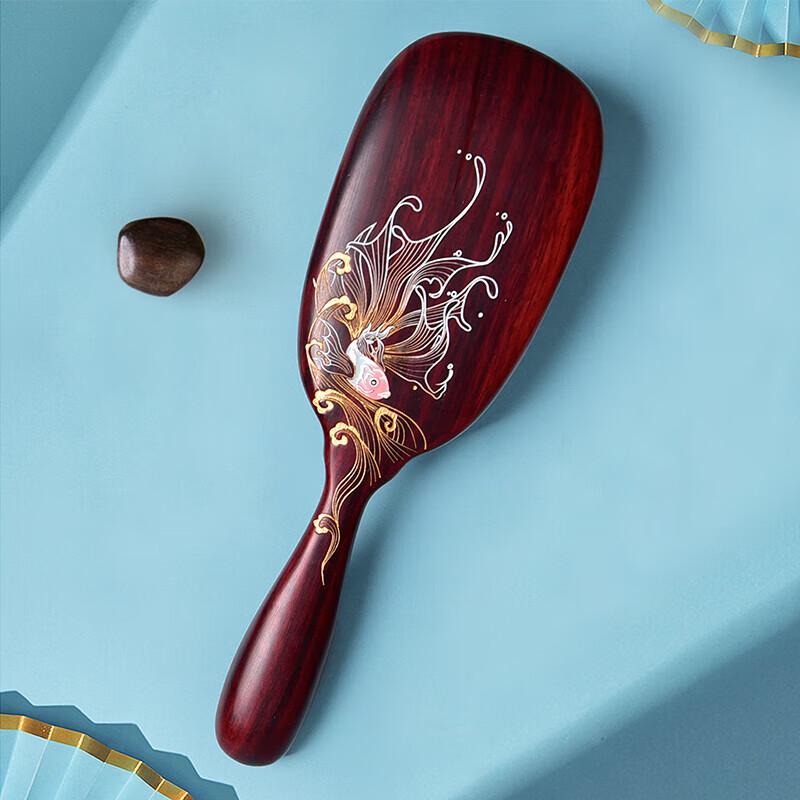 Tan Mujiang Koi Leaping Rosewood Massage Comb Gift Set