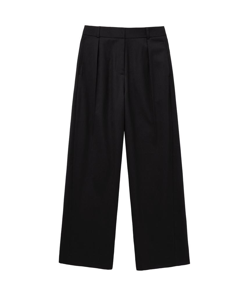 Siyajyu Sipt7171 Wool Blend One-Pleat Curved Slacks_Black