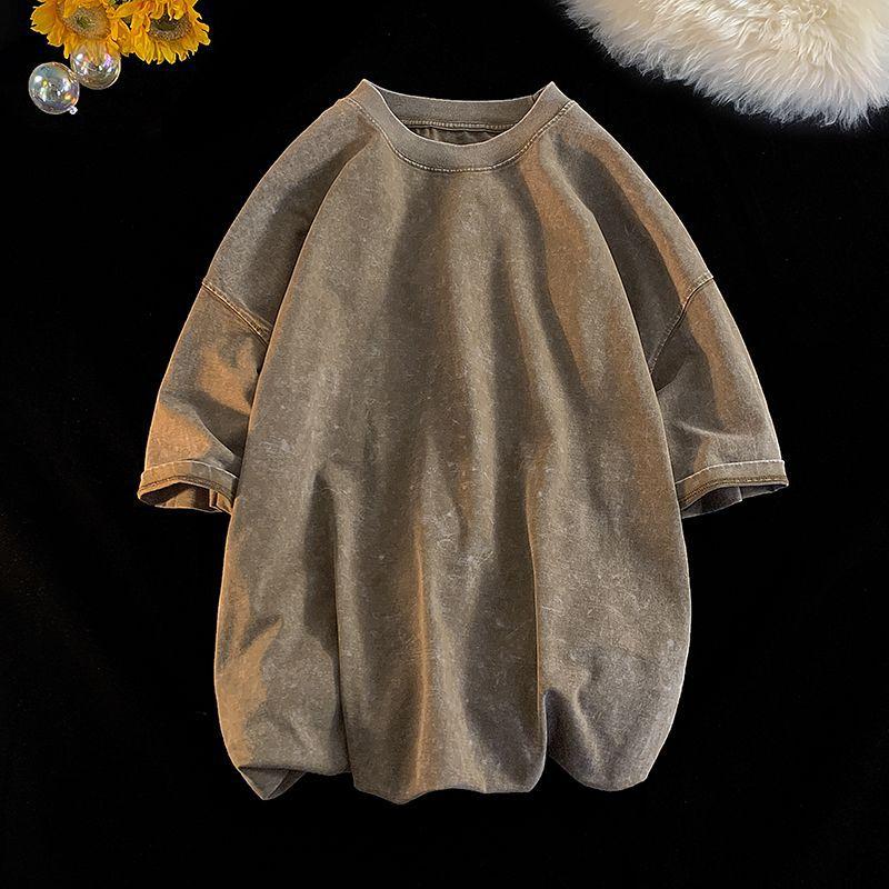 Oversized Acid Washed Y2K T Shirt Men Vintage T-shirts Streetwear Mineral Wash Tee Shirts Boy Loose Tops