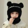 Children's Wool Knit Hooded Hat & Scarf Combo - Windproof, Ear-Protection Pullover for Boys & Girls