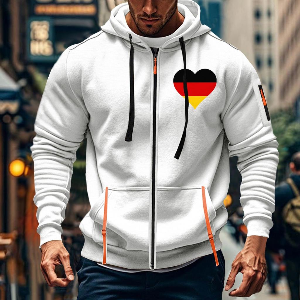 Herren Sport Casual Hoodie Hoodie Cardigan Reißverschluss Multi-Pocket Hoodie Mantel