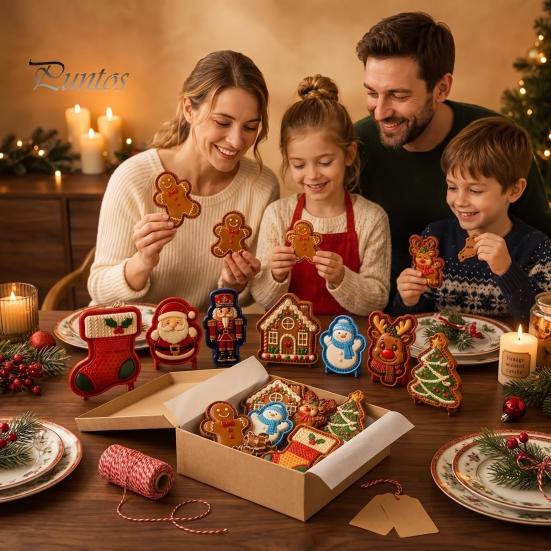 Party Snack Baking Kit Christmas Cookie Cutter, Push Type Integrated Mold, Plastic Holiday Biscuit Stampers Clay Decorating Tool for Kitchen Supplies