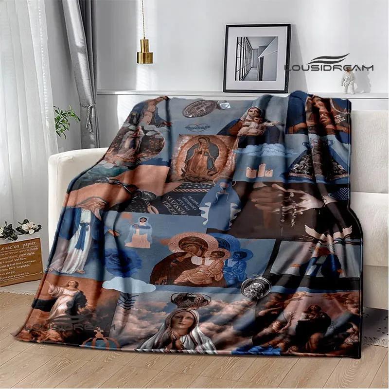 Virgin Mary Faith Print Blanket Flannel Soft Comfort Blanket Home Travel Blanket Kids Warm Blanket picnic blanket birthday gift