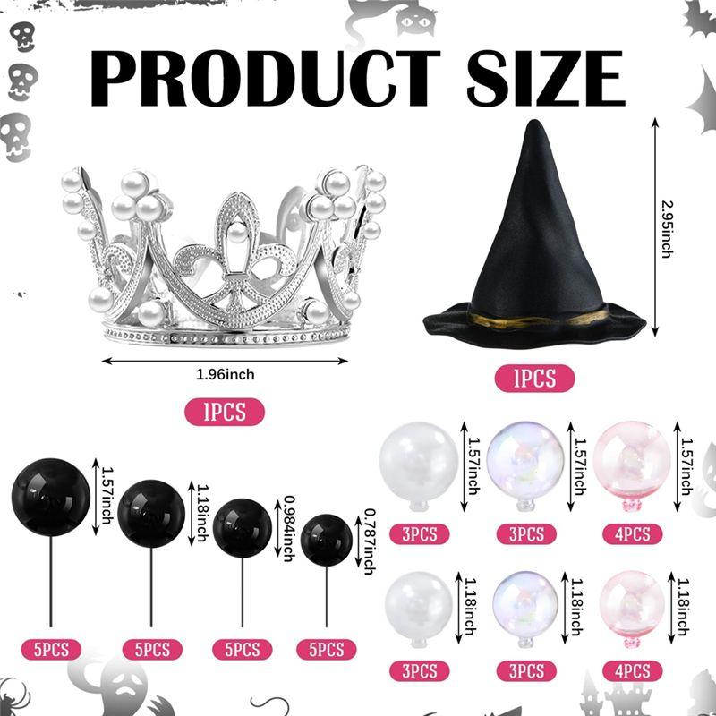 M-Modern-42Pcs Witch Theme Party Supplies Black Balloons Cake Topper Mini Balloons,Witch Hat Fantasy For Birthday Cake Decoratio
