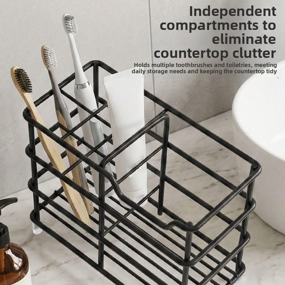Rustproof Metal Toothbrush Holder Non-Slip Countertop Storage Rack  Kitchen