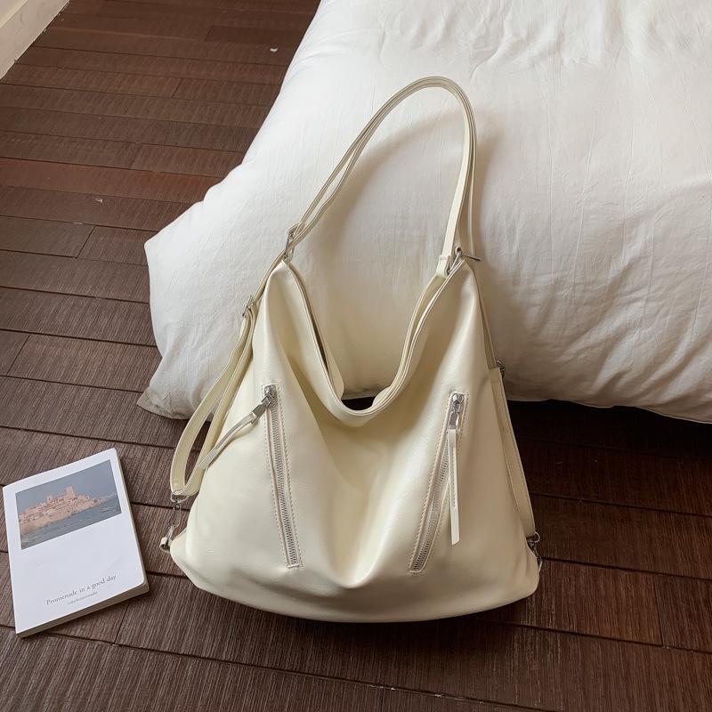 New Spring Senior Sense Silver Travel Backpack Women'S Commuter Shoulder Bag Large Capacity Messenger Bucket Bag