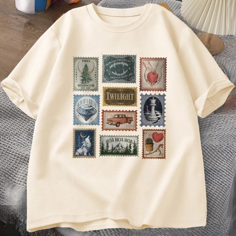 Twilight Saga T Shirt Women Unisex Forks Vintage Printed T Shirts Tee Vampire Aesthetic Book Lover Graphic TShirt Streetwear Tops