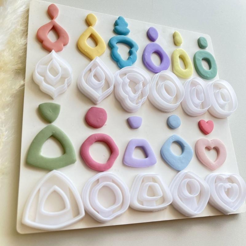 Pack of 11 Geometric Irregular Earring Molds Stylish Ear Pendant Molds Handmade Jewelry Mould Creative Clay Accessories