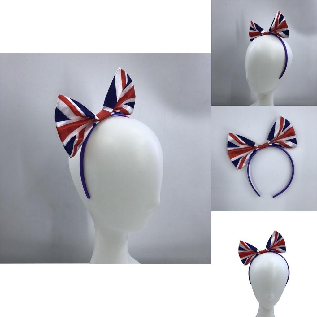 Usa/england Fan Bow Headwear Football Club Supporter Plaid Unisex Accessory