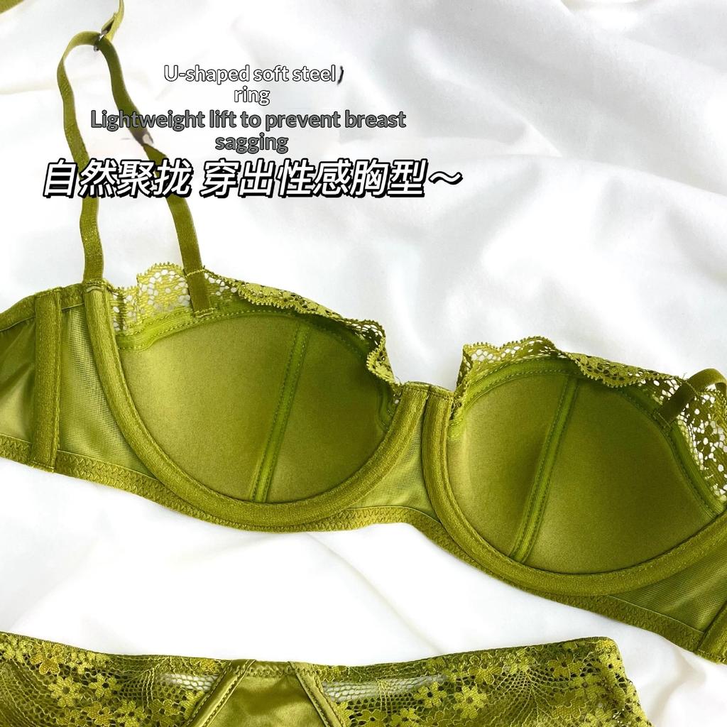 French-style lace thin soft underwire bra for women with small busts, enhancing and anti-sagging, breathable and comfortable bra set, new model