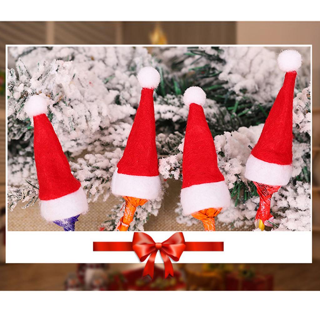 Vánoční lízátková čepice Látková Mini čepice Santa Clause Vánoční obal na lízátko k dekoraci kanceláře, auta Vánoční lízátková čepice