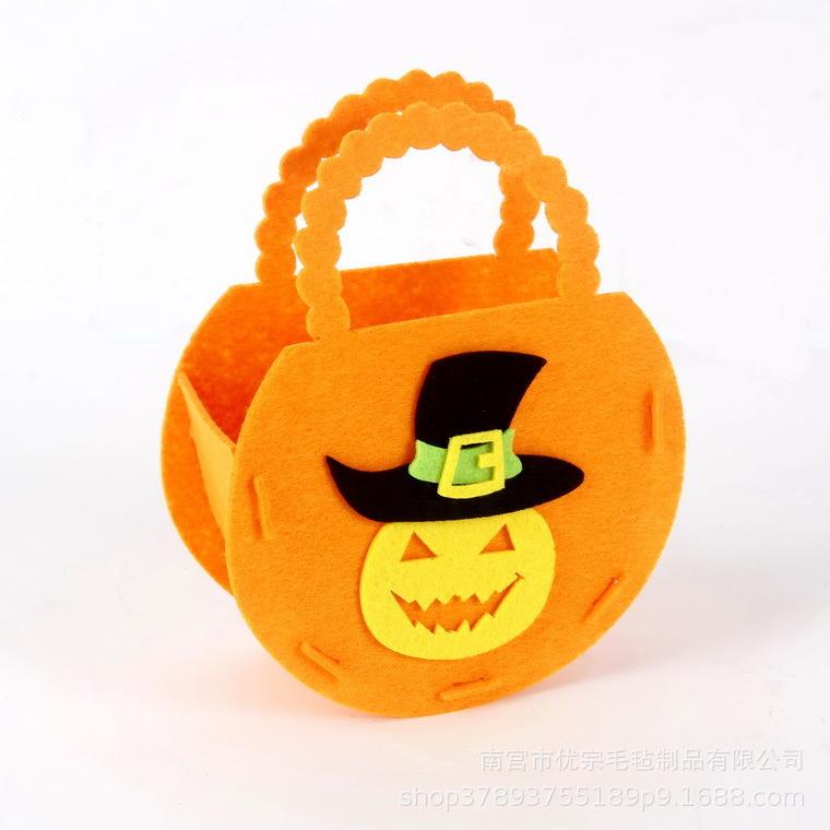 Kids Halloween Pumpkin Candy Bag Gift Bag with Handles 3D Design