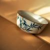 Huang Ru Kiln pure hand-painted bamboo teacup master cup ceramic high-end tea teapot cover bowl tea cup kung fu tea set