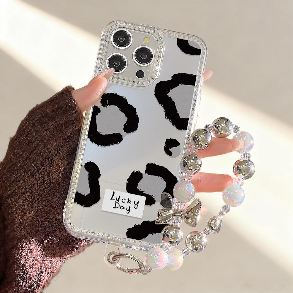 Bracelet Chain Phone Case For iPhone 17 16 15 13 14 for 17Air 17 12 14 16 Pro 17 14 16 Pro Max Sparking Diamond Cute Pattern Hard Cover With Lanyard