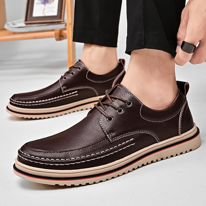 Men Casual Leather Business Dress Shoes British Style Soft Sole Outdoor Walking Shoes High Quality Comfy Antiskid Oxford Shoes