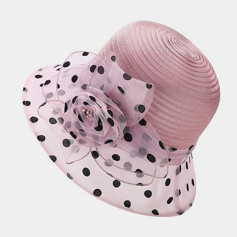 Bucket Hat Women Spring Summer Middle-aged and Elderly Organza Flower Pot Hat Elegant Sun Hat Sun Protection Breathable Mother Cool Hat