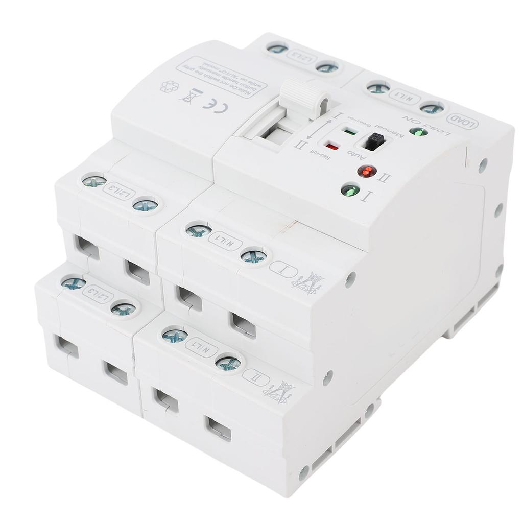 Mini ATS Automatic Manual Transfer Switch 4P 80A Home Generator 3PH Dual Auto Electrical Selector Switch DIN Rail Mount