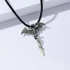 Vintage  Luminous Flying Dragon Cross Pendant Necklace For Men Women Punk Glow In Dark Animal Choker Halloween Jewelry
