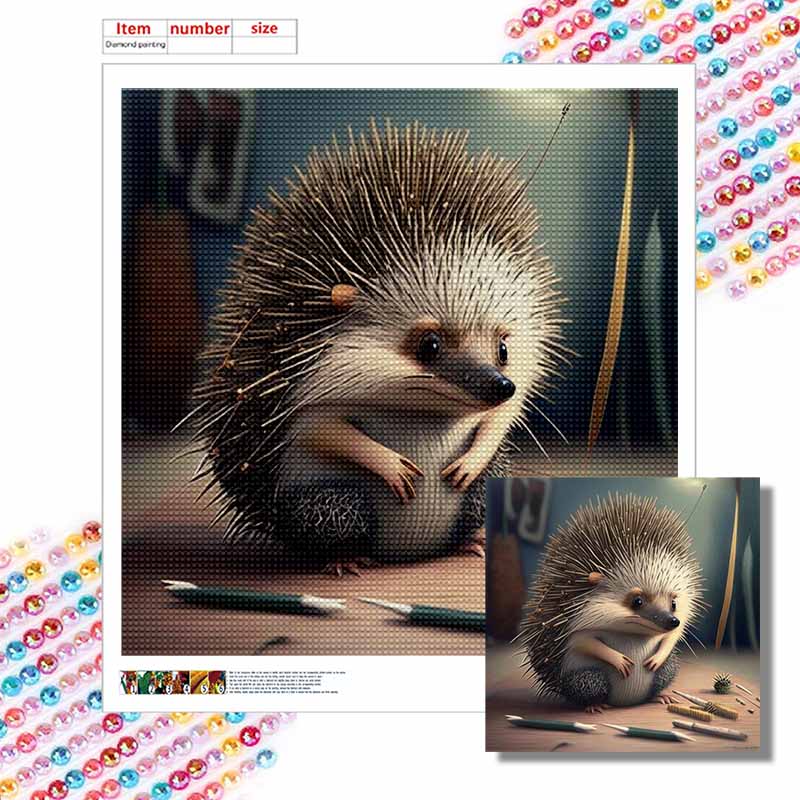 New Arrival 5D DIY Full Circle Diamond Painting "Hedgehog" Embroidery Cross Stitch Home Decor Gift