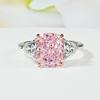 Luxury Pink Diamond Radian Ice Cut 925 Silver Ring Set with High Carbon Diamond Temperament Versatile Ice Cut
