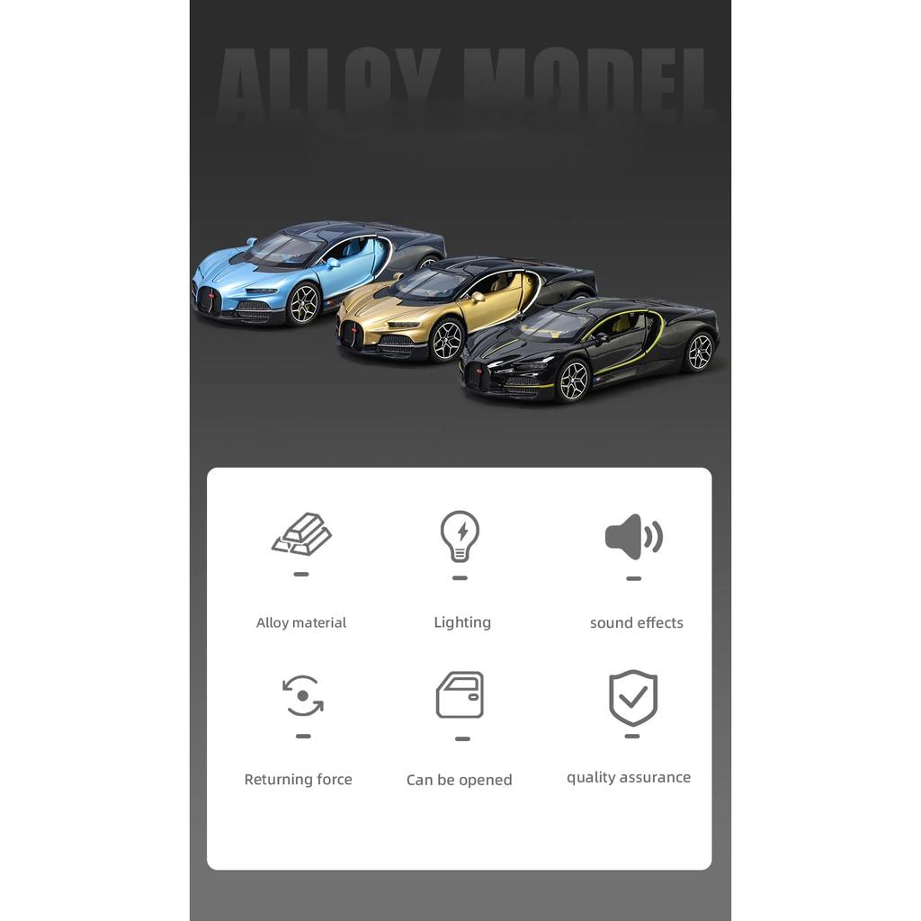 1/32 Bugatti Tourbillon V16 Supercar Alloy Metal Die Casting Model Car Miniauto Maternal Baby Toy Children's Toy Car Holiday Boyfriend