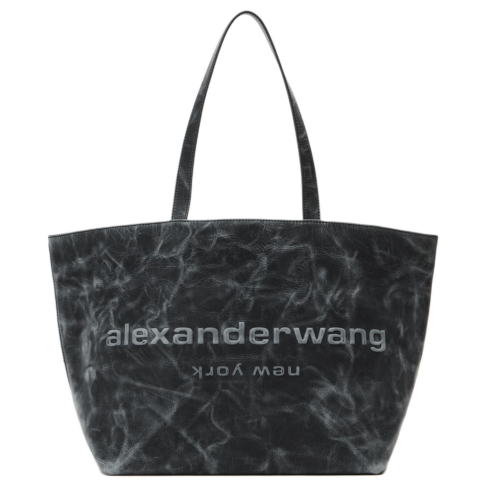 

Alexander Wang Punch embossed logo goatskin tote bag shopping bag shoulder bag women s vintage grey One Size-Basic Set (Bag+Dust Bag) сірий