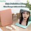 PU Leather Solid Color Foldable Makeup Mirror Simple Portable Handheld & Desktop Dual-Use Student Cute Pocket Mirror