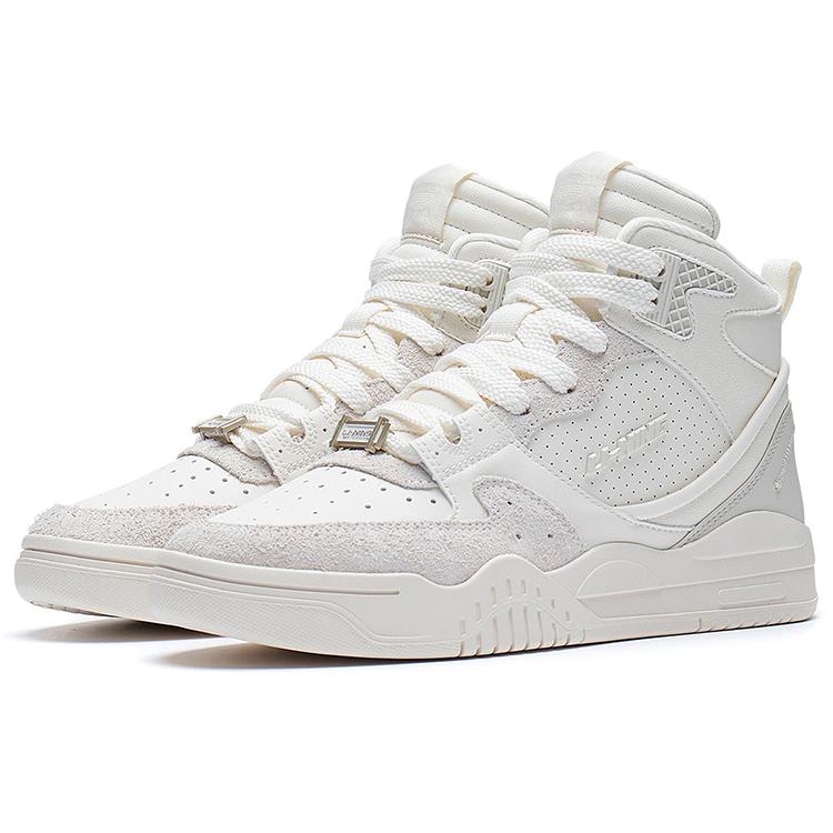 New LiNing Yuebai High Top Sports Casual Shoes Women's Ecru AGCS250-3