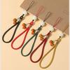 1Pc Persimmon Ruyi Mobile Phone Pendant Short Wrist Lanyard Men's and Women's Glazed Persimmon Pendant Keychain Anti-lost Rope Accessories
