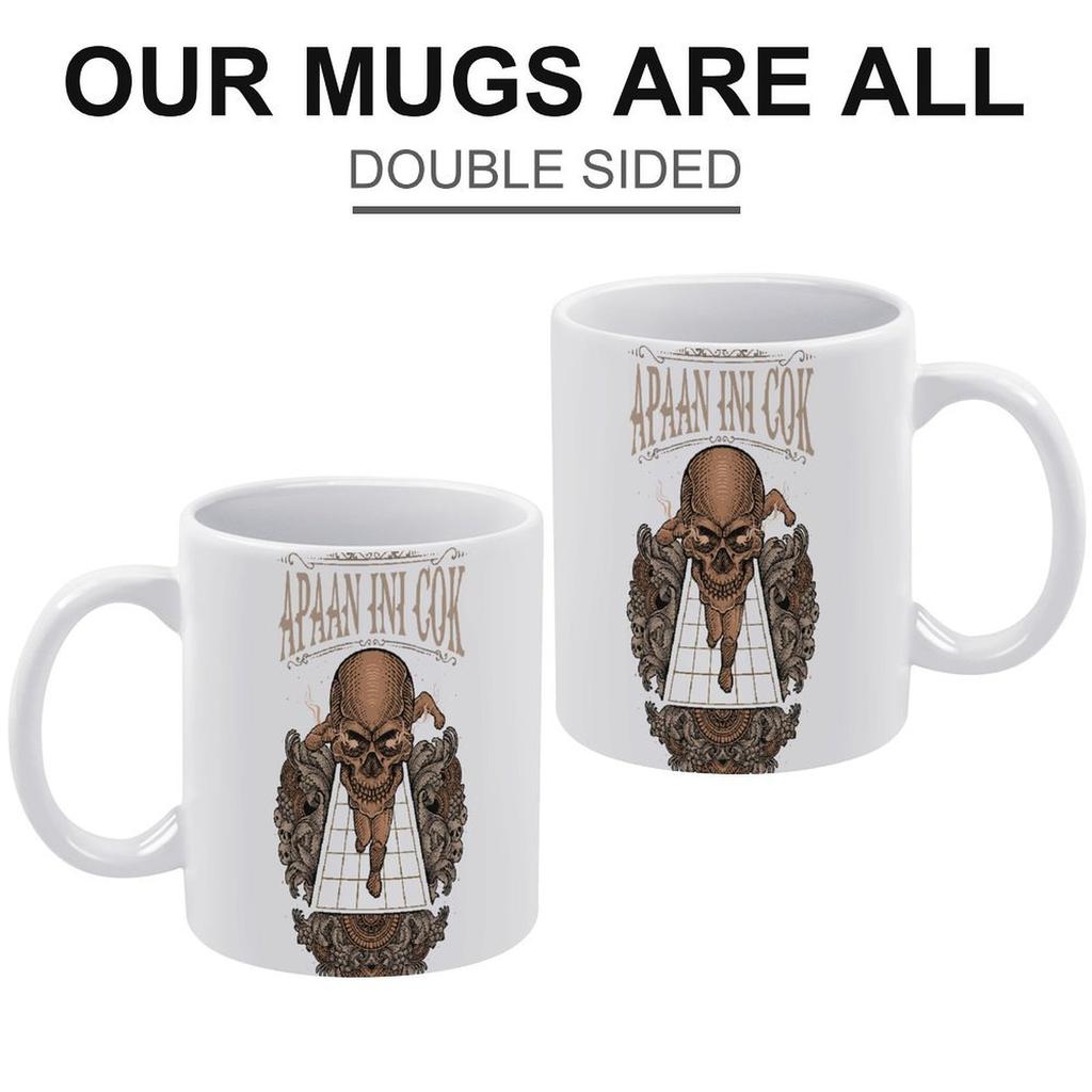 11oz Weiße Keramiktasse mit doppelseitigem Druck, Hitzebeständig und Glatt, Ideal für den täglichen Getränkegenuss