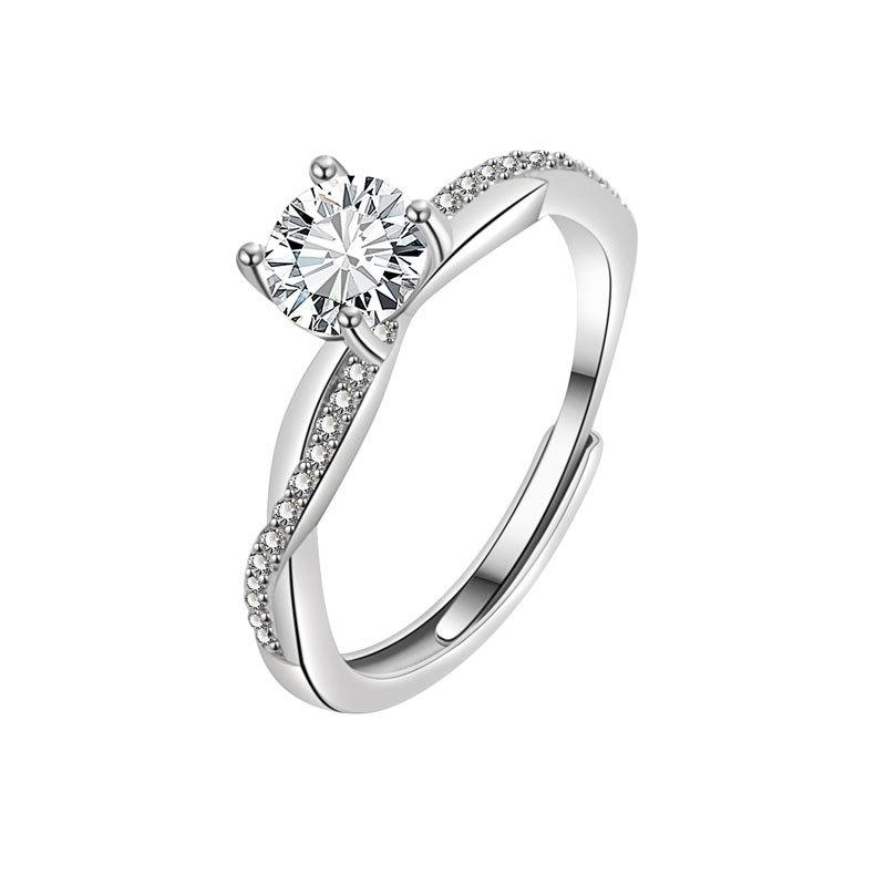 Women Moissanite Ring Love Intertwined Twisted Vine Design Diamond Ring Elegant Jewelry Gift For Her Anniversary