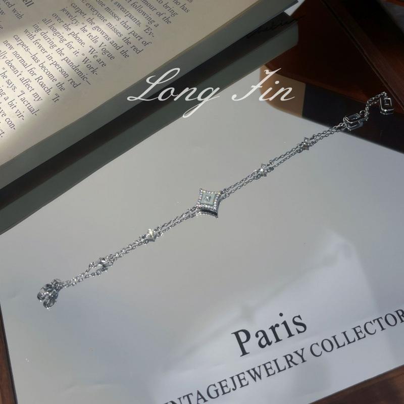 Shining Star Series Set Necklace Bracelet Earrings Fritillary Quadrangle Diamond High-End Jewelry Live Special For