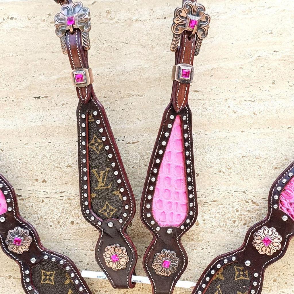 WILDRACE Premium Horse Show Saddle Tack Western Leather Headstall Breast Collar (Two Sets)