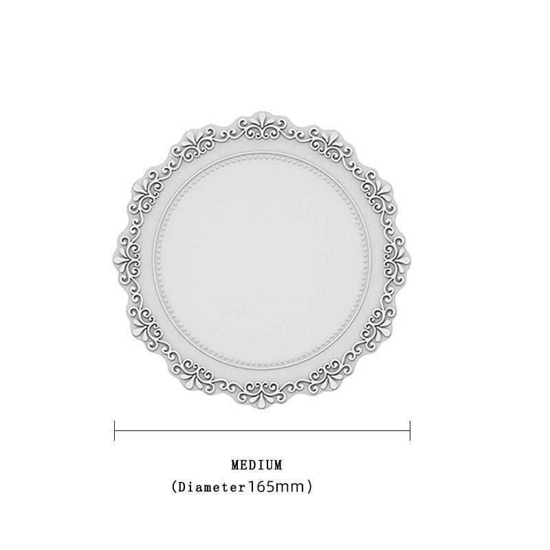 European Lace Silicone Table Mat Retro Embossed Heat Insulation Thickened Round Anti-Skidding Pad Kitchen Waterproof Placemat