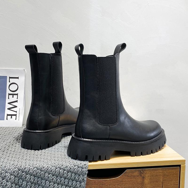 Direct Supply Martin Boots Autumn Breathable Men'S Medium And High-Top Leather Shoes Tooling Boots Korean Version British Style Short Boots 9612-T