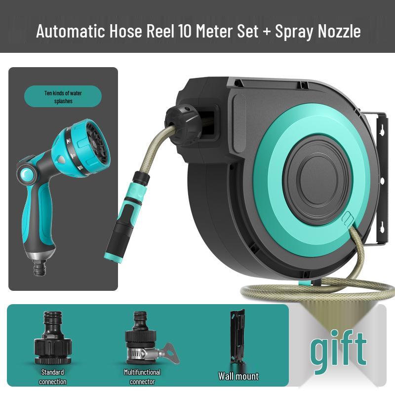 Automatischer Wandmontierter Einziehbarer Gartenschlauchaufroller mit Hochdruck-Wasserpistole zum Gießen, Autowaschen und Reinigen des Bodens